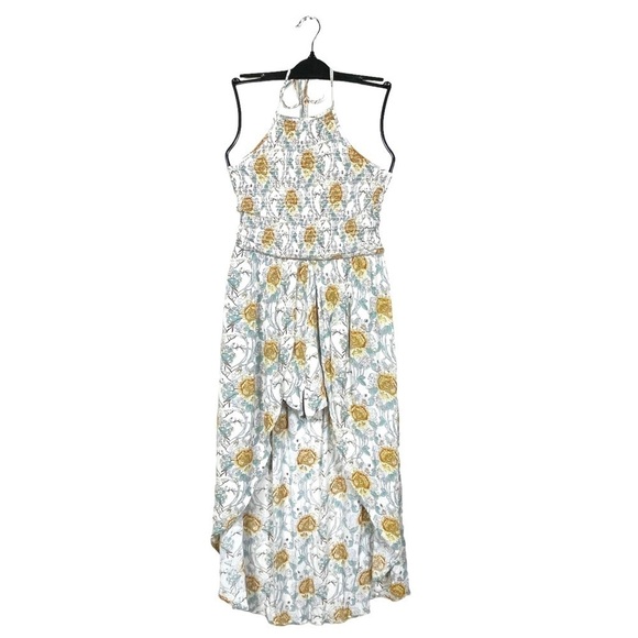 Altar'd State Teal Yellow Floral Backyard Smocked Maxi Romper Size S - Picture 1 of 7